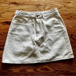 Princess Polly - Off White Denim Mini Skirt - Size 4